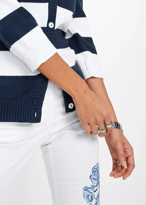 Randig bomullscardigan, bonprix