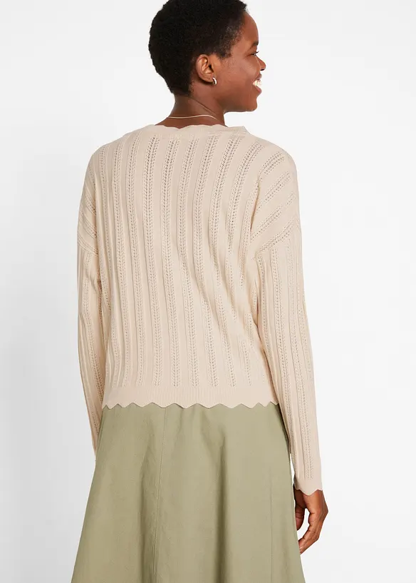 Kort h&aring;lm&ouml;nstrad cardigan, bonprix