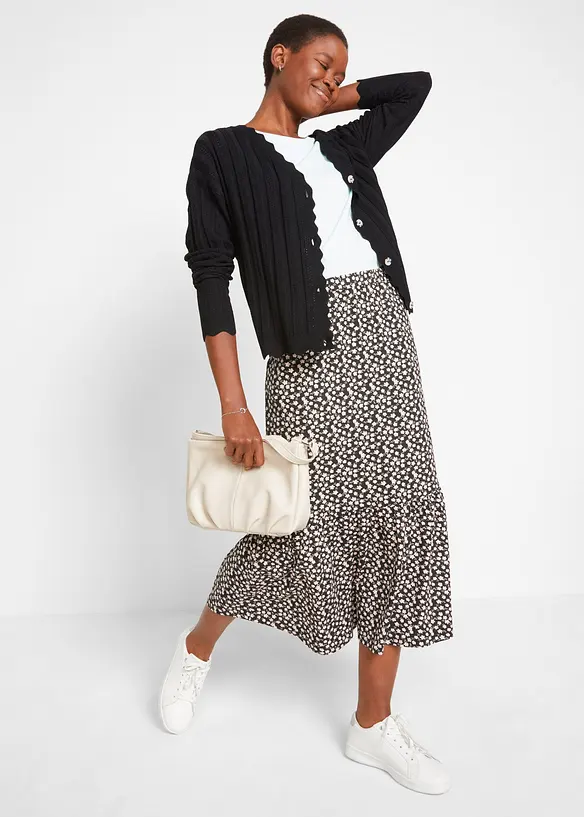 Kort h&aring;lm&ouml;nstrad cardigan, bonprix