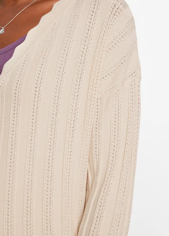 Kort h&aring;lm&ouml;nstrad cardigan, bonprix