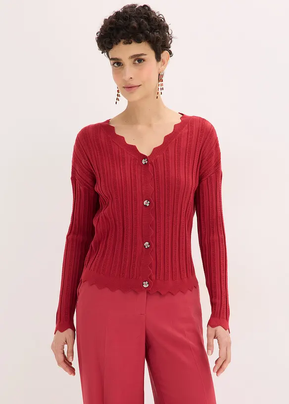 Kort h&aring;lm&ouml;nstrad cardigan, bonprix