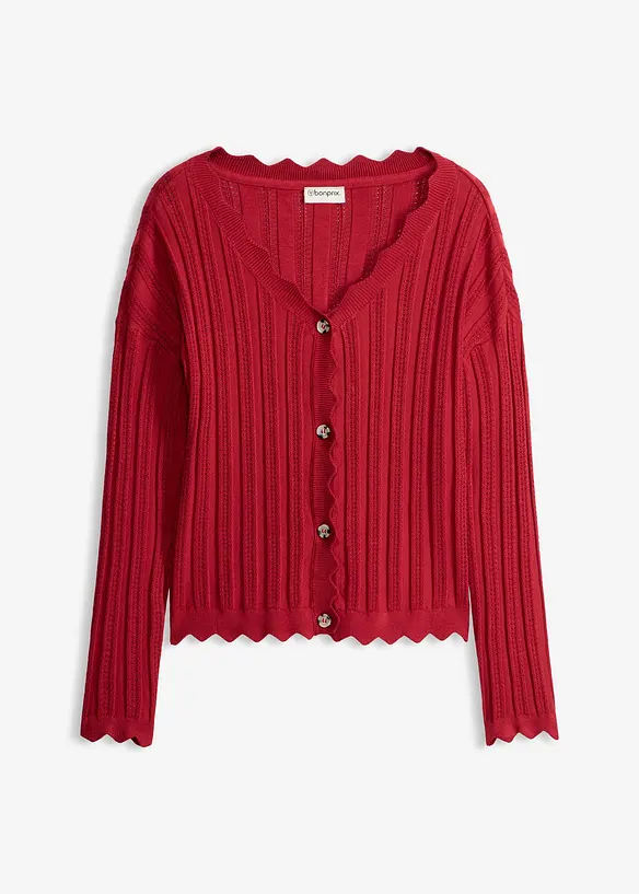 Kort h&aring;lm&ouml;nstrad cardigan, bonprix