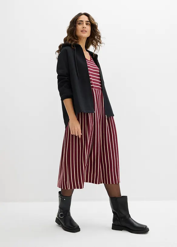 Mellanl&aring;ng jerseykl&auml;nning i bomull, bonprix