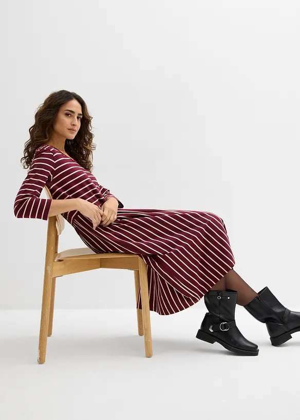 Mellanl&aring;ng jerseykl&auml;nning i bomull, bonprix