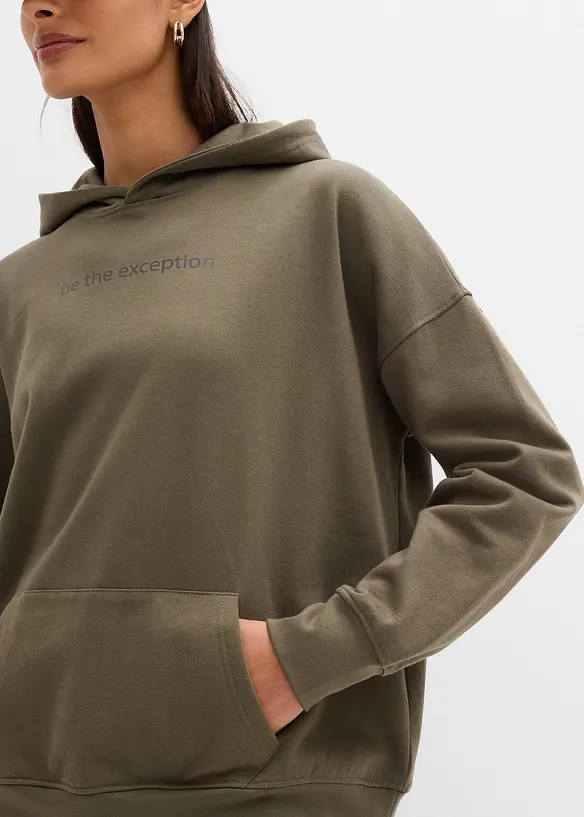 Sweatshirt med huva i ekologisk bomull, bonprix