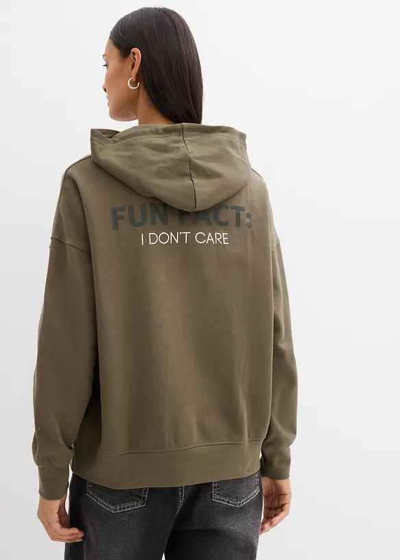 Sweatshirt med huva i ekologisk bomull, bonprix