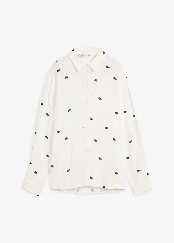 Hj&auml;rtm&ouml;nstrad muslinblus, bonprix