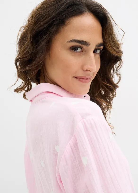 Hj&auml;rtm&ouml;nstrad muslinblus, bonprix