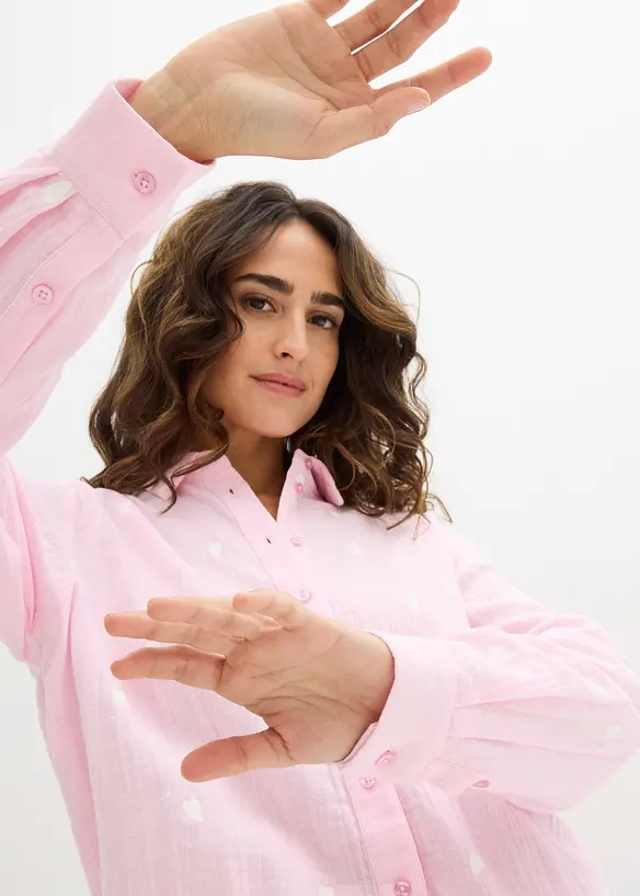 Hj&auml;rtm&ouml;nstrad muslinblus, bonprix