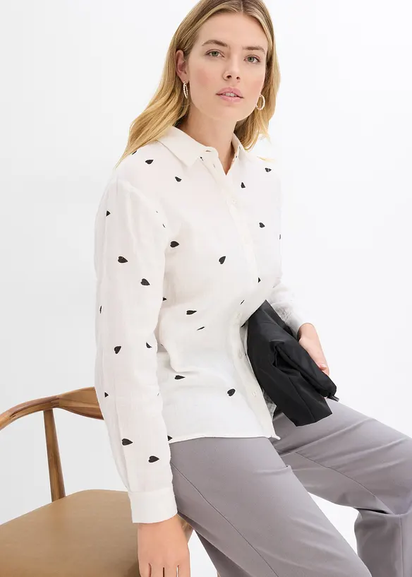 Hj&auml;rtm&ouml;nstrad muslinblus, bonprix