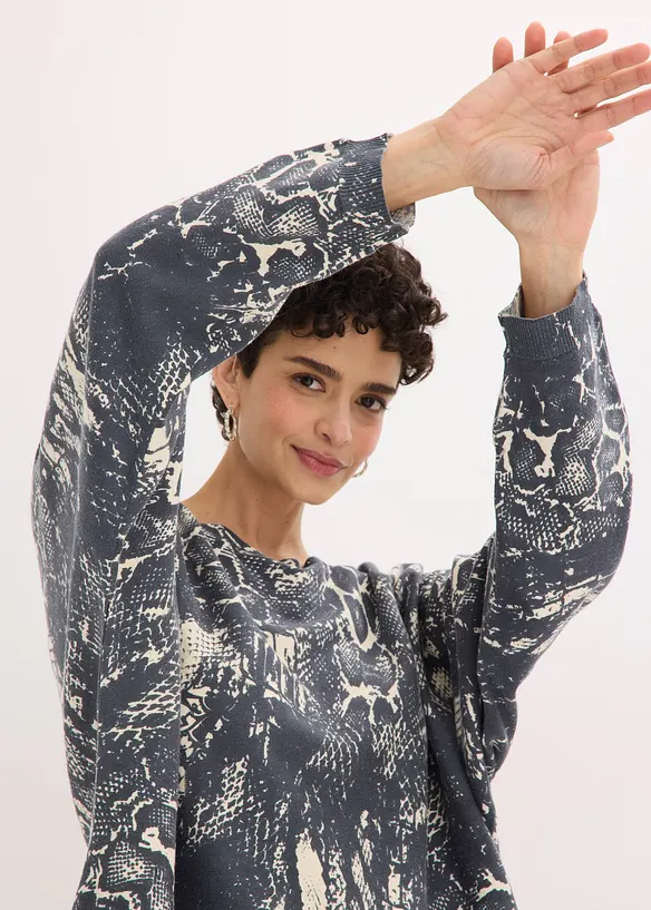 Ormskinnsm&ouml;nstrad tr&ouml;ja med fladdermus&auml;rmar, bonprix