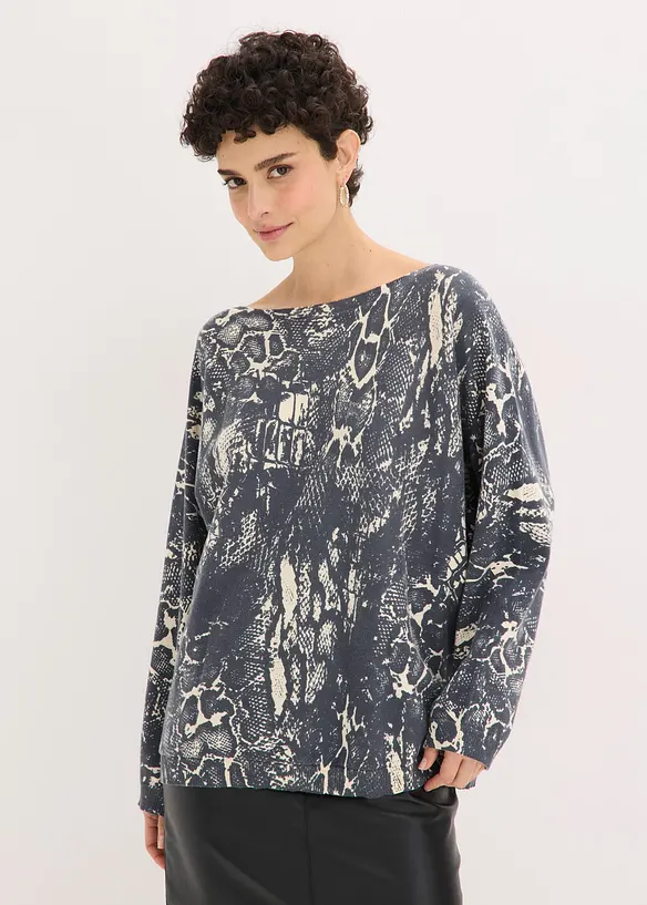 Ormskinnsm&ouml;nstrad tr&ouml;ja med fladdermus&auml;rmar, bonprix