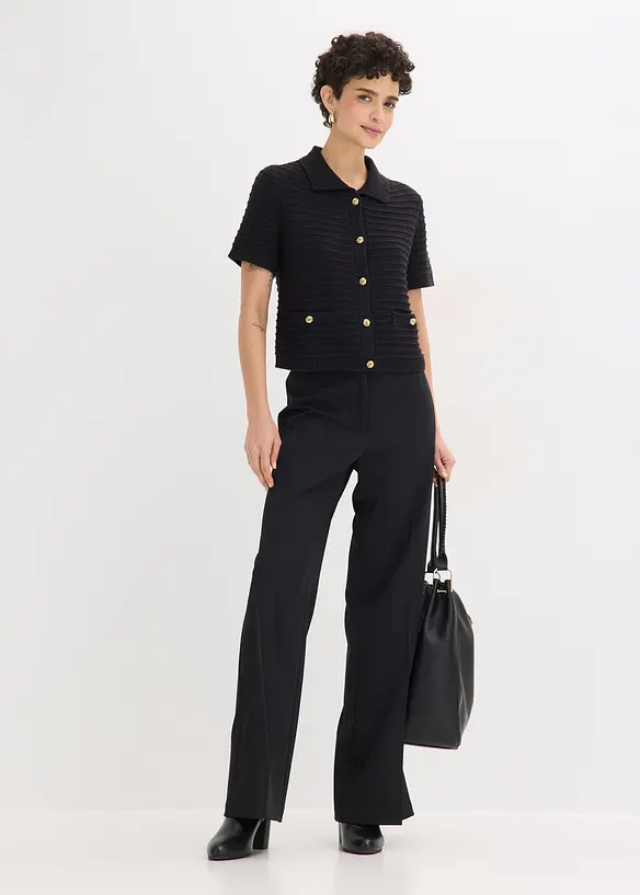 Stickad kofta med dekorativa knappar, bonprix