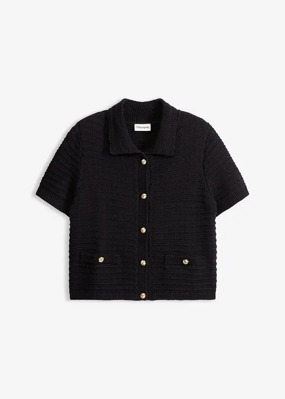 Stickad kofta med dekorativa knappar, bonprix