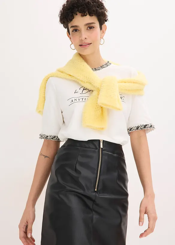 Topp av ekologisk bomull med applicerat band, bonprix