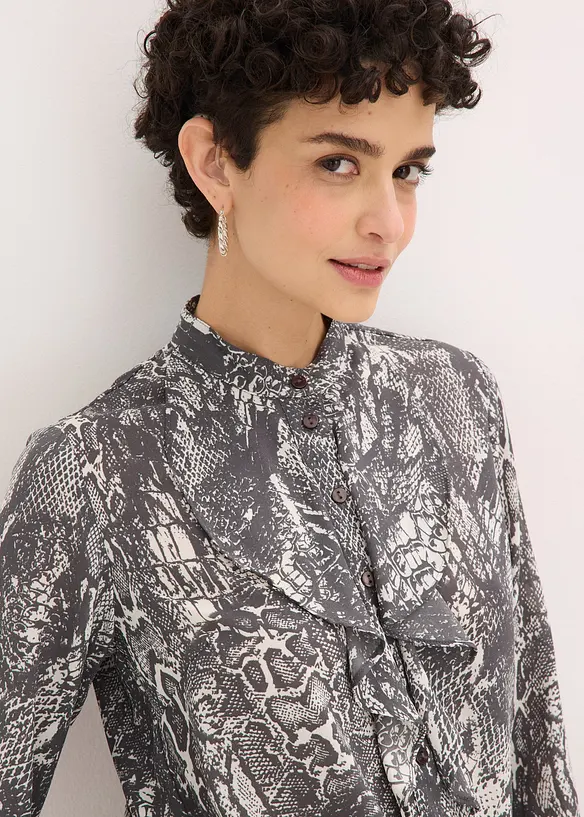 Chiffongblus med volanger, bonprix