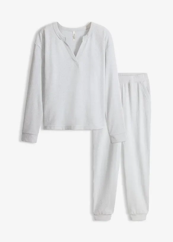 Topp och byxa av v&aring;ffelm&ouml;nstrad jersey, bonprix