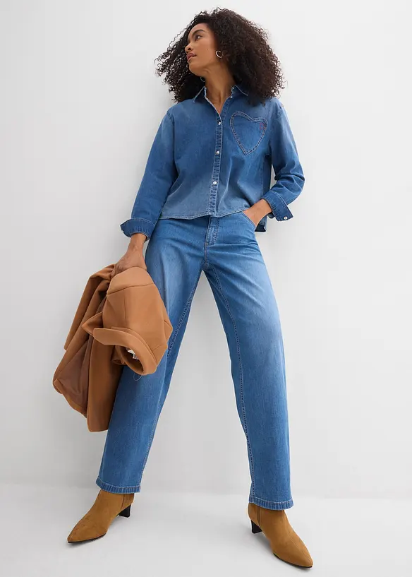 Jeansskjorta med ekologisk bomull, bonprix