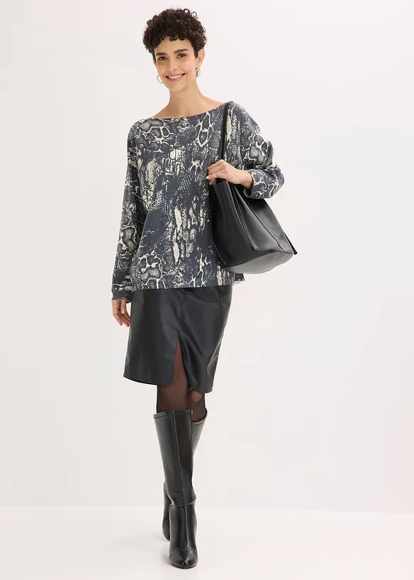 Ormskinnsm&ouml;nstrad tr&ouml;ja med fladdermus&auml;rmar, bonprix