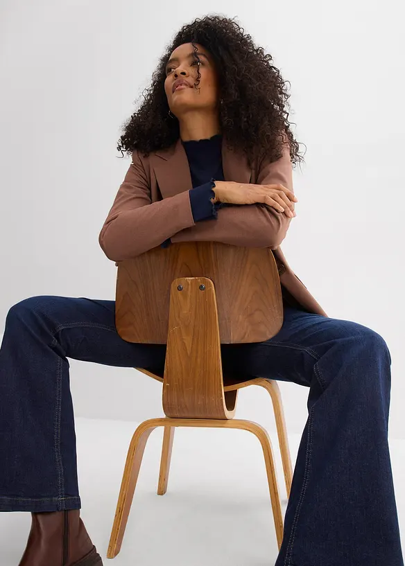 Flared Jeans, High Waist, ekologisk bomull, bonprix