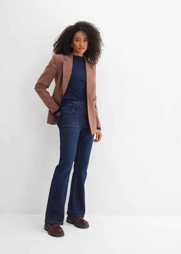 Flared Jeans, High Waist, ekologisk bomull, bonprix