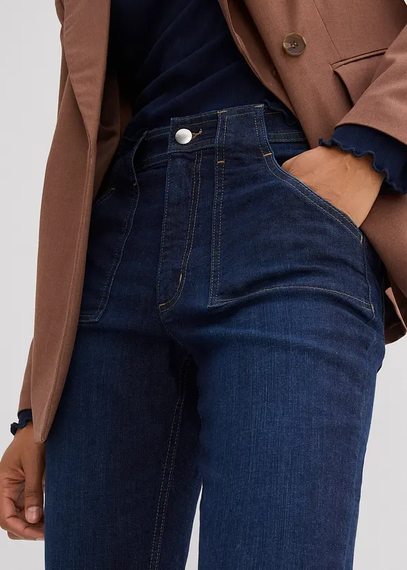 Flared Jeans, High Waist, ekologisk bomull, bonprix