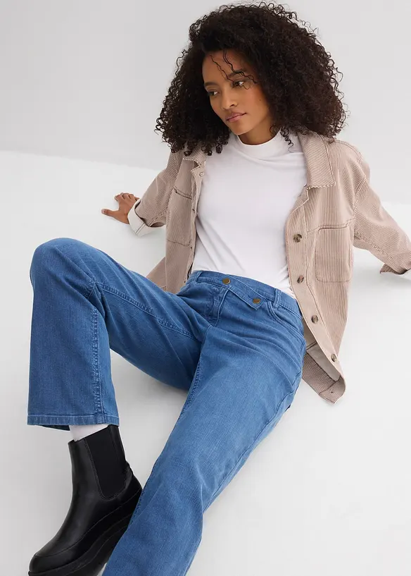 Loose Straight Jeans, Mid Waist, ekologisk bomull, bonprix