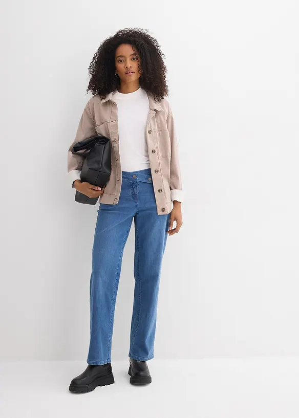 Loose Straight Jeans, Mid Waist, ekologisk bomull, bonprix