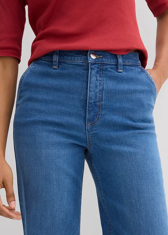 Wide Leg Jeans, High Waist, ekologisk bomull, bonprix
