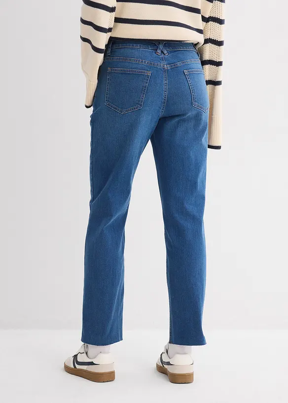 Straight Jeans Mid Waist, med ekologisk bomull, cropped, bonprix
