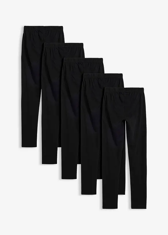 Leggings i ekologisk bomull med stretch (5-pack), bonprix