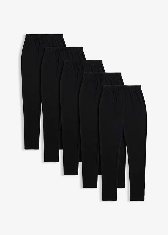 Leggings i ekologisk bomull med stretch (5-pack), bonprix
