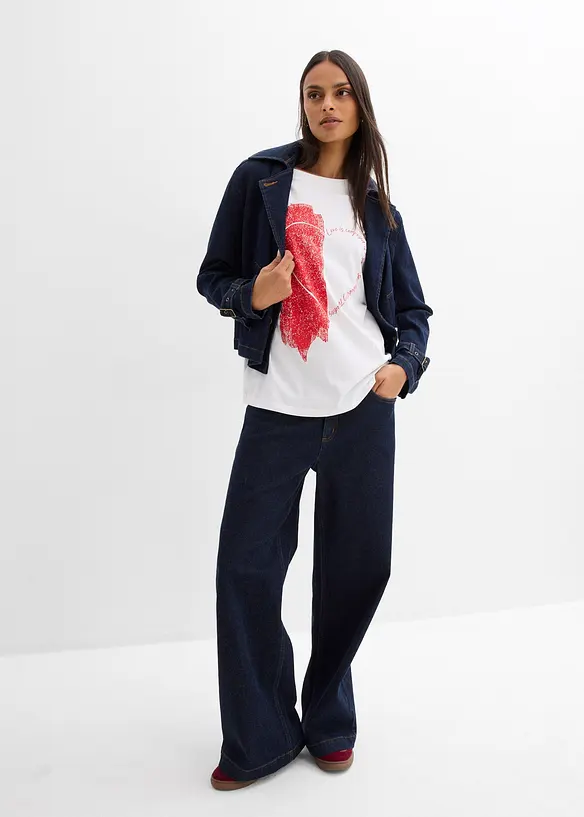 Oversizetopp av elastisk bomullsmix, bonprix