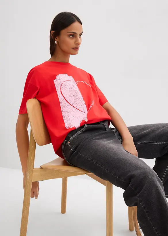 Oversizetopp av elastisk bomullsmix, bonprix