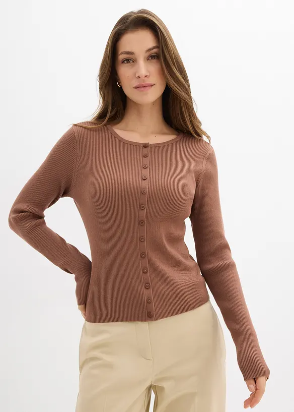 Finstickad cardigan av mjuk viskosmix, bonprix