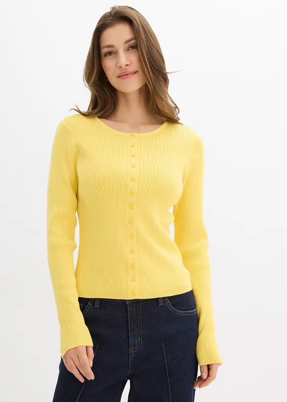 Finstickad cardigan av mjuk viskosmix, bonprix