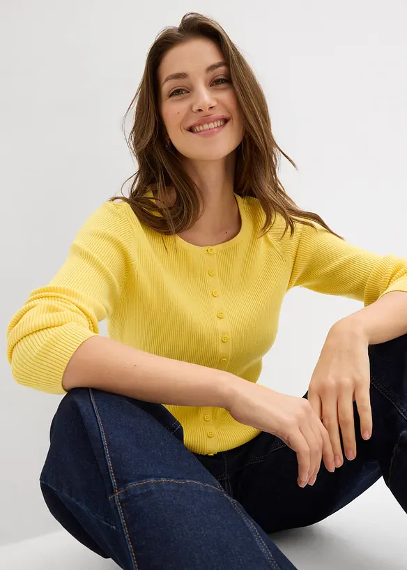 Finstickad cardigan av mjuk viskosmix, bonprix