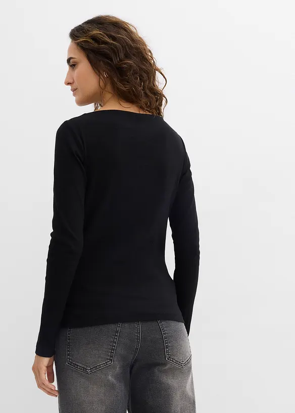 Ribbstickad topp med figurn&auml;ra passform, bonprix