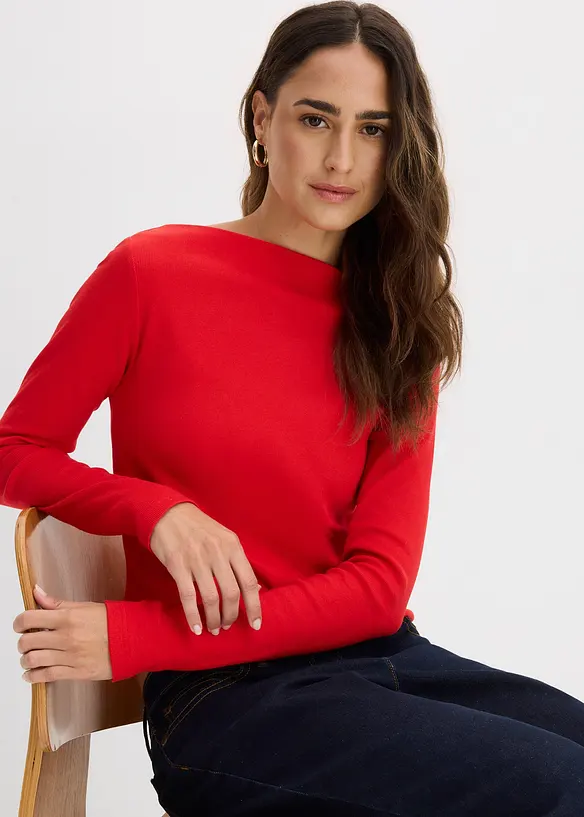 Ribbstickad topp med figurn&auml;ra passform, bonprix