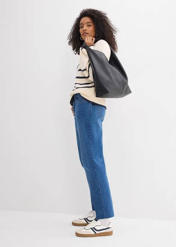 Straight Jeans Mid Waist, med ekologisk bomull, cropped, bonprix
