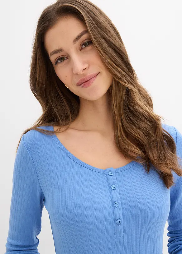 Ribbad l&aring;ng&auml;rmad topp, bonprix