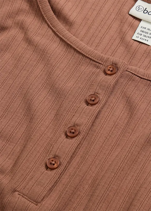 Ribbad l&aring;ng&auml;rmad topp, bonprix