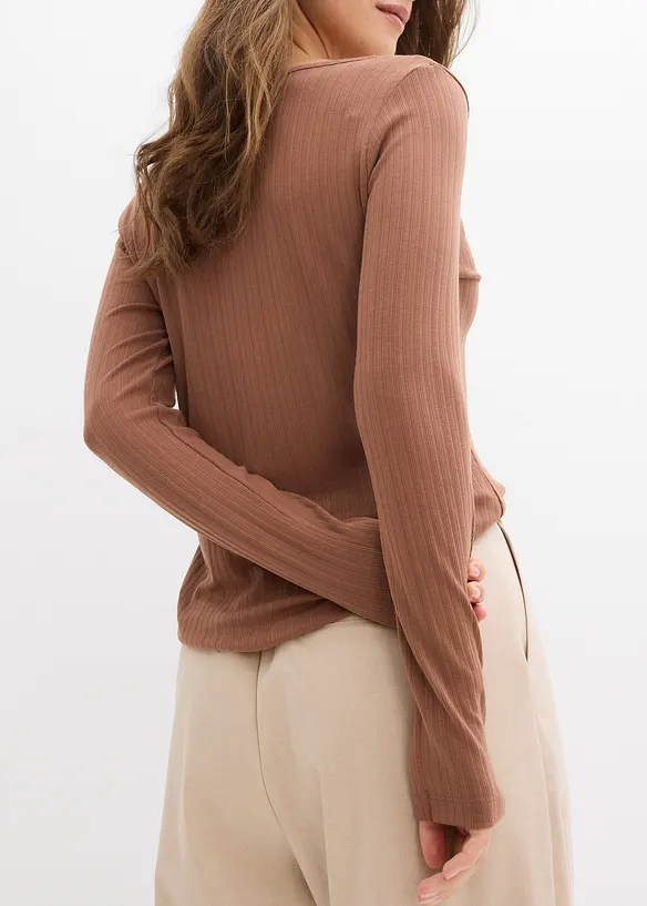 Ribbad l&aring;ng&auml;rmad topp, bonprix