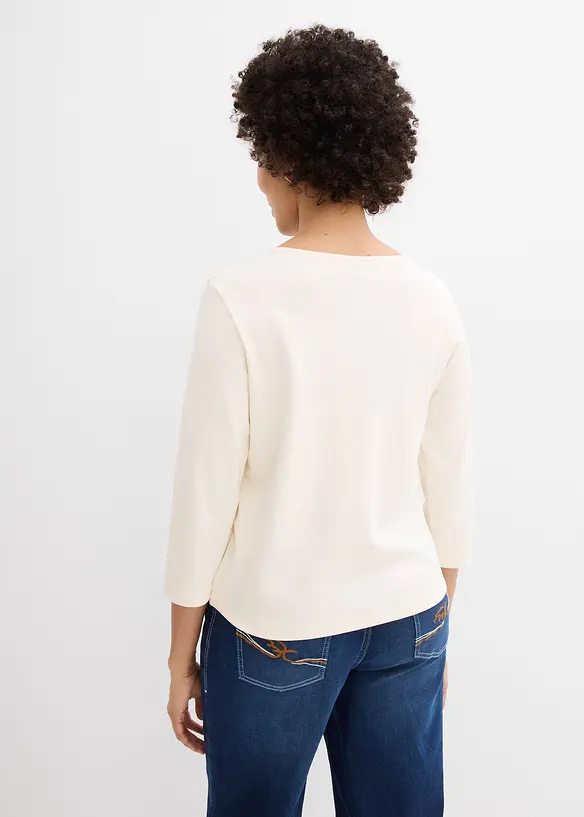 Topp i stabil jersey av ekologisk bomull, 3/4-&auml;rm, bonprix