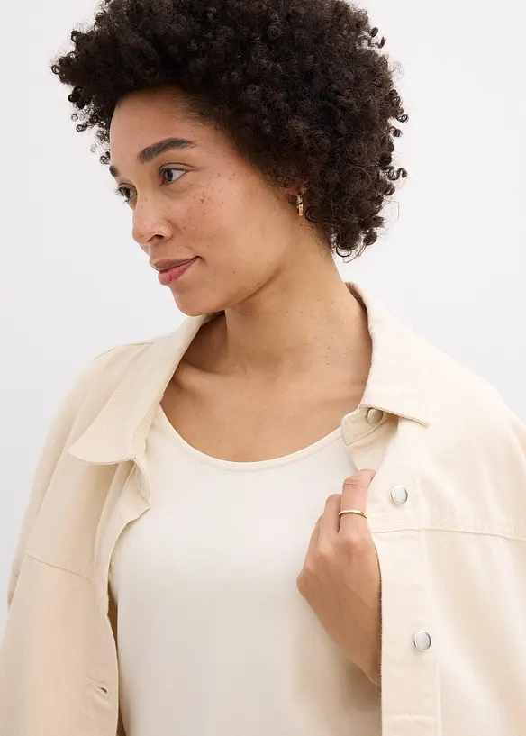 Topp i stabil jersey av ekologisk bomull, 3/4-&auml;rm, bonprix