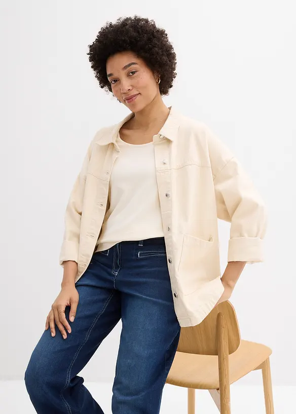 Topp i stabil jersey av ekologisk bomull, 3/4-&auml;rm, bonprix