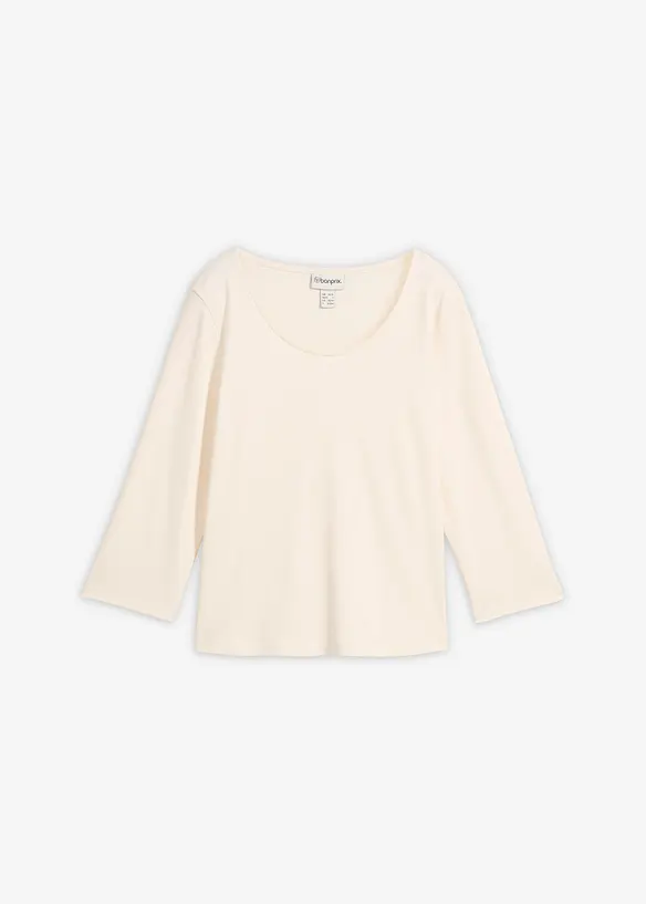Topp i stabil jersey av ekologisk bomull, 3/4-&auml;rm, bonprix