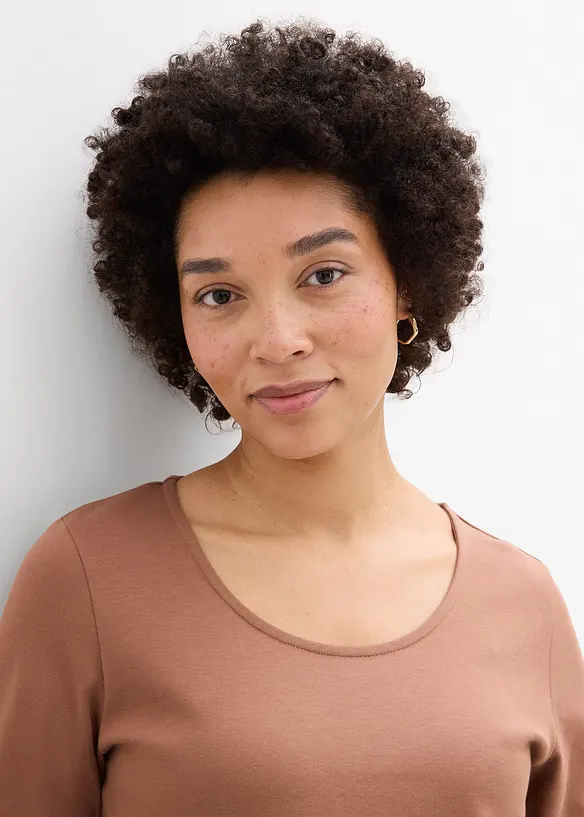 Topp i stabil jersey av ekologisk bomull, 3/4-&auml;rm, bonprix