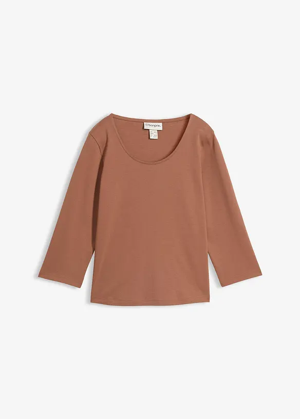 Topp i stabil jersey av ekologisk bomull, 3/4-&auml;rm, bonprix