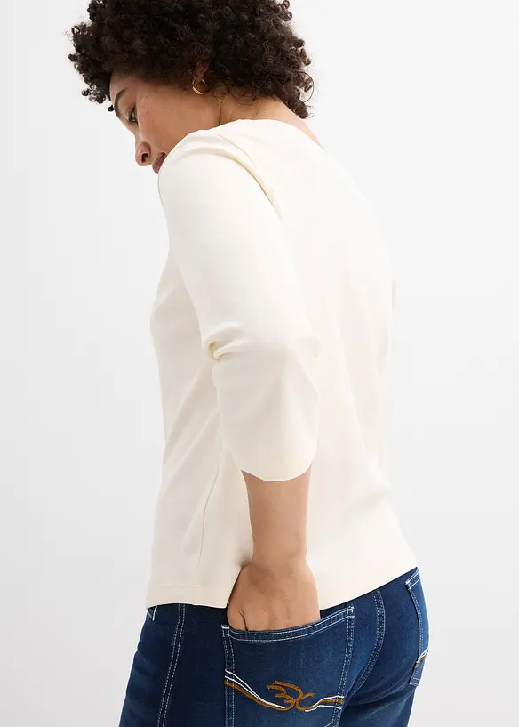 Topp i stabil jersey av ekologisk bomull, 3/4-&auml;rm, bonprix